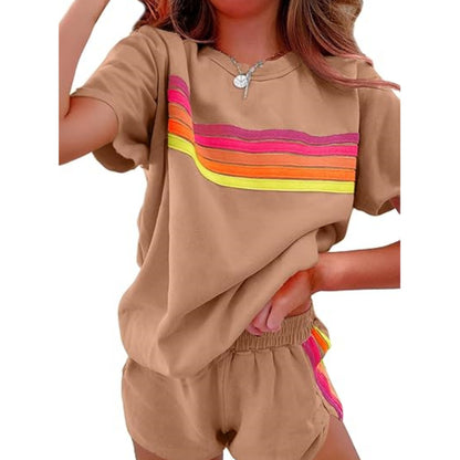 Women's Casual Contrast Color Lounge Set