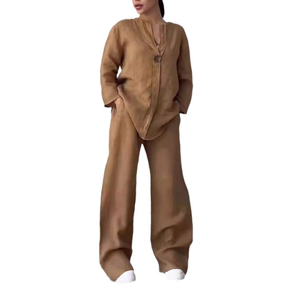 Women's Casual Cotton Linen Suit Set