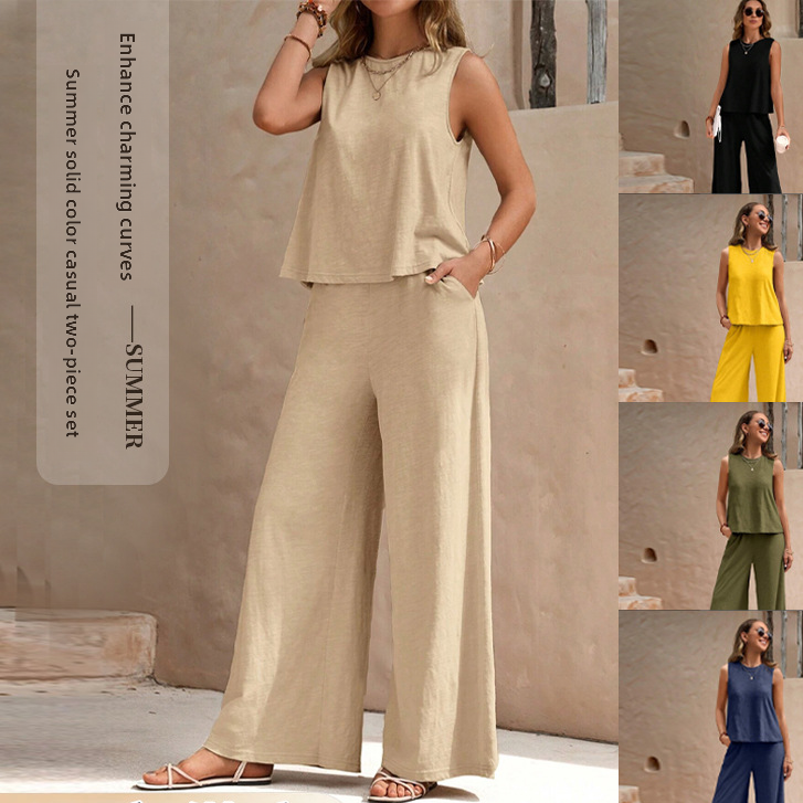 Women's Casual Cotton Two-Piece Suit