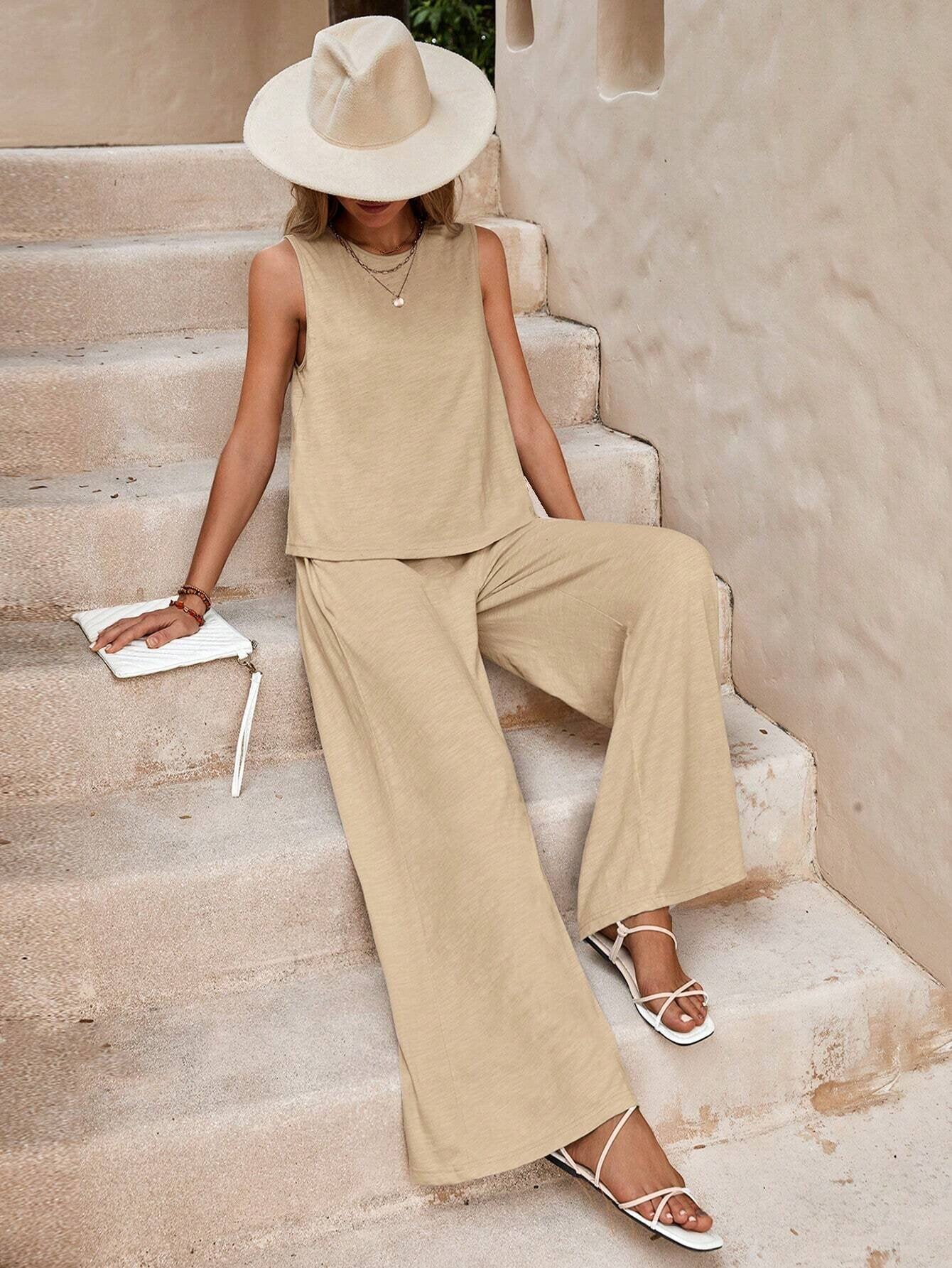 Women's Casual Cotton Two-Piece Suit