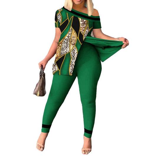 Women's Casual Fashion Leopard Print Pants Set