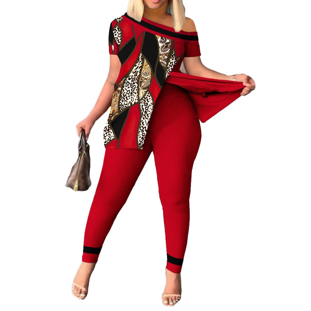 Women's Casual Fashion Leopard Print Pants Set