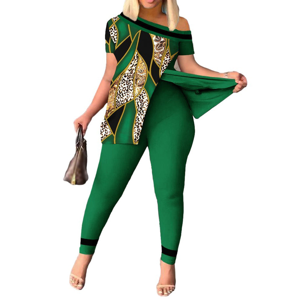 Women's Casual Fashion Leopard Print Pants Set