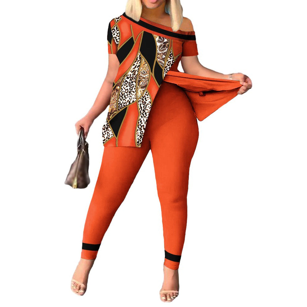 Women's Casual Fashion Leopard Print Pants Set