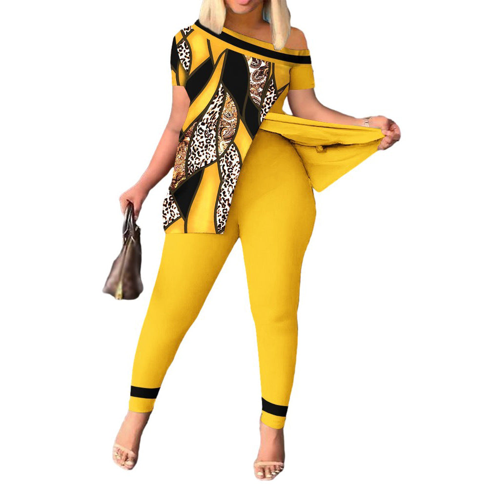 Women's Casual Fashion Leopard Print Pants Set