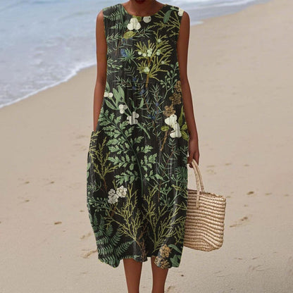 Women's Casual Floral Print Long-Sleeve Dress