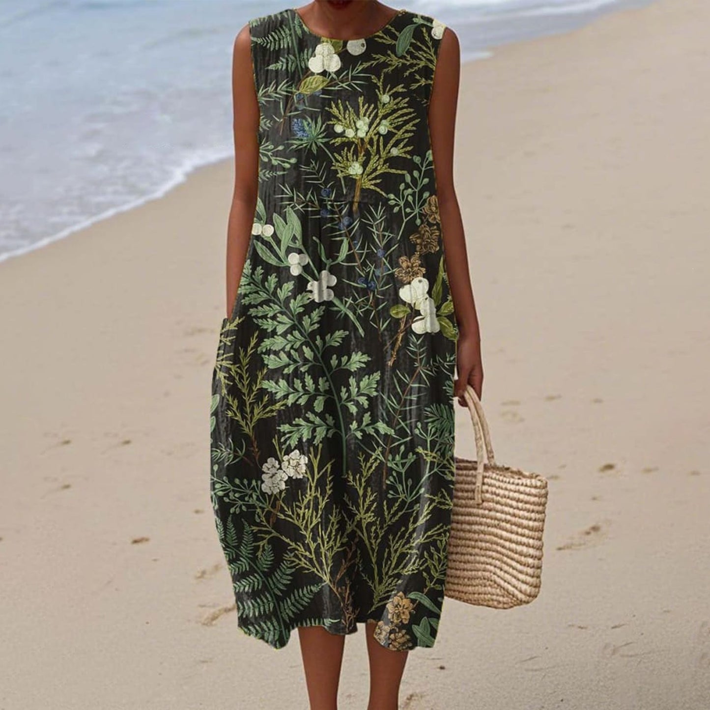 Women's Casual Floral Print Long-Sleeve Dress