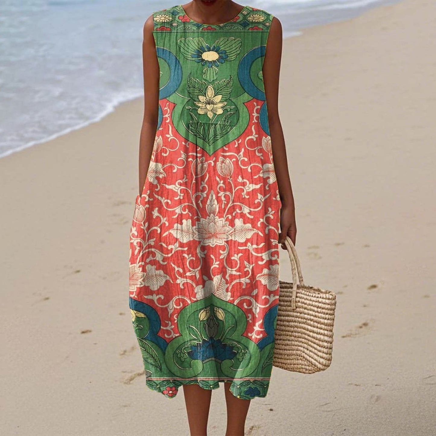 Women's Casual Floral Print Long-Sleeve Dress