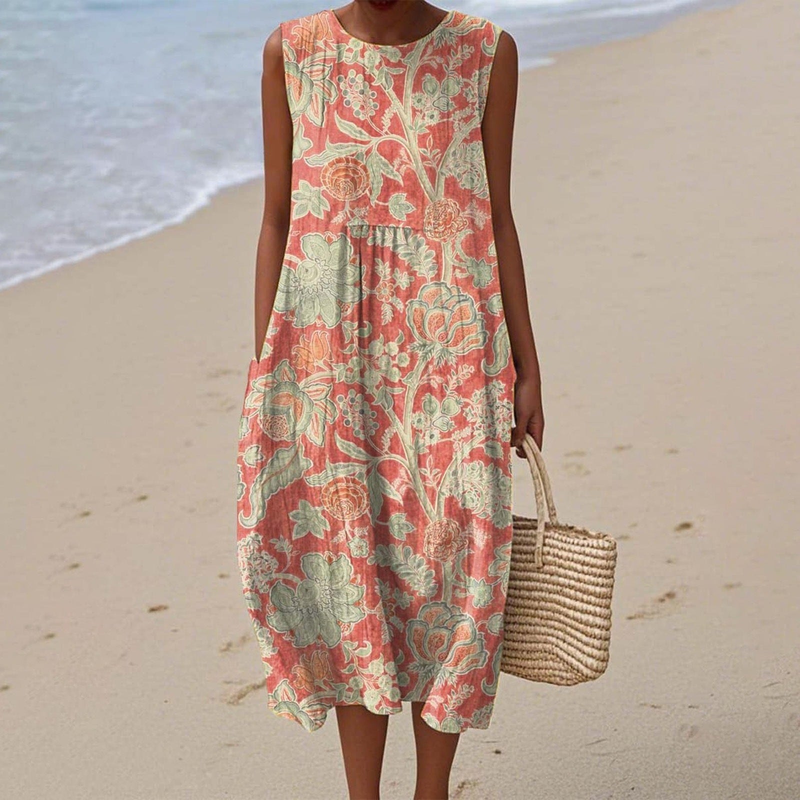 Women's Casual Floral Print Long-Sleeve Dress