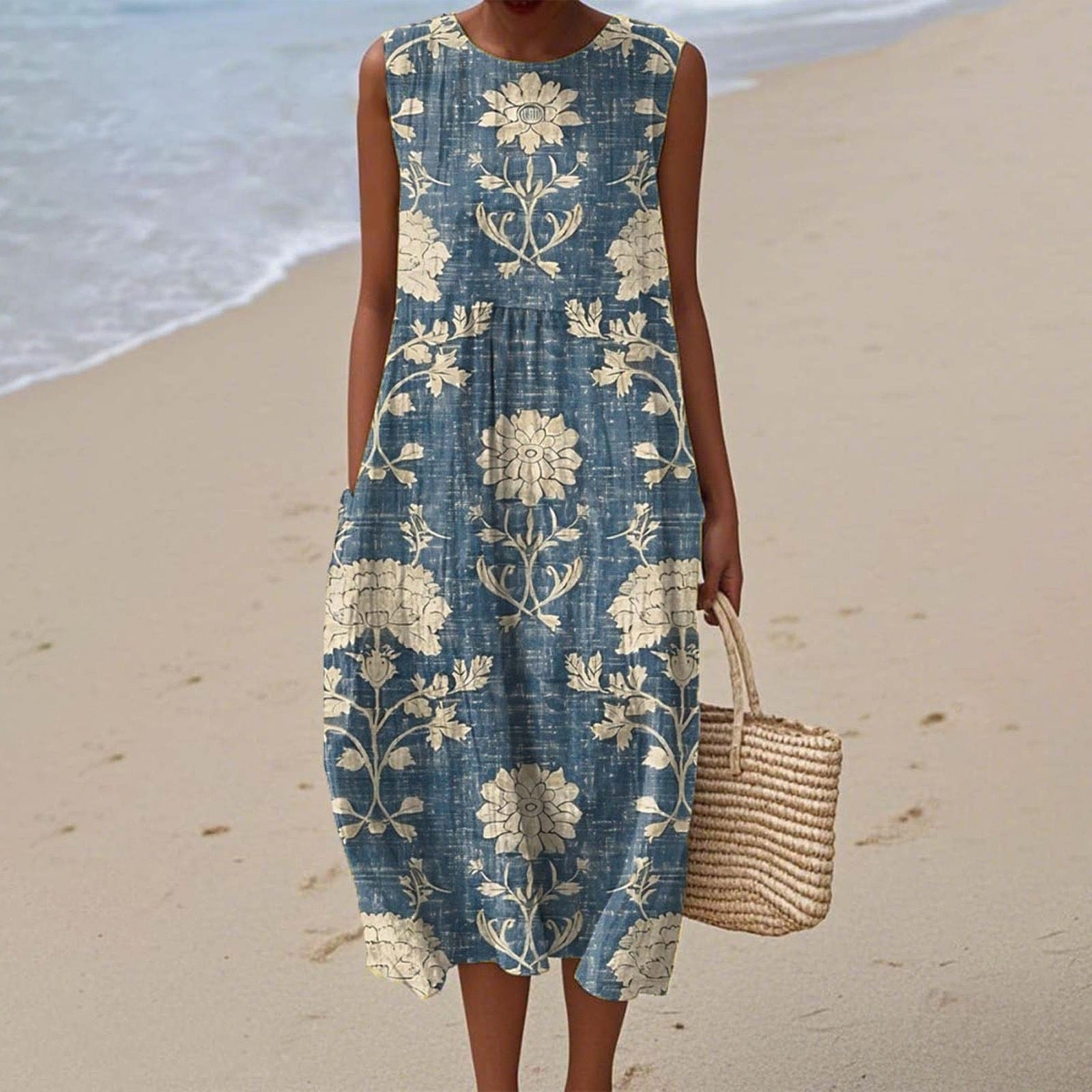 Women's Casual Floral Print Long-Sleeve Dress