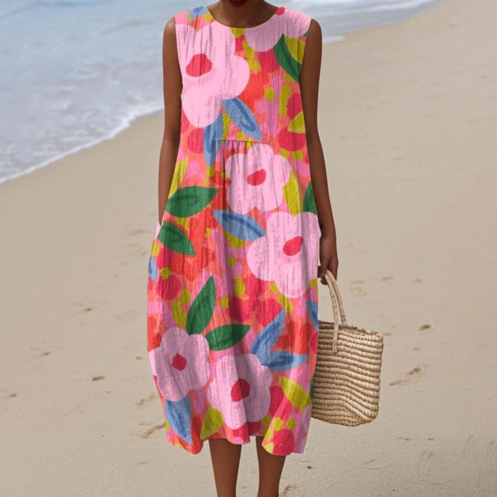 Women's Casual Floral Print Long-Sleeve Dress