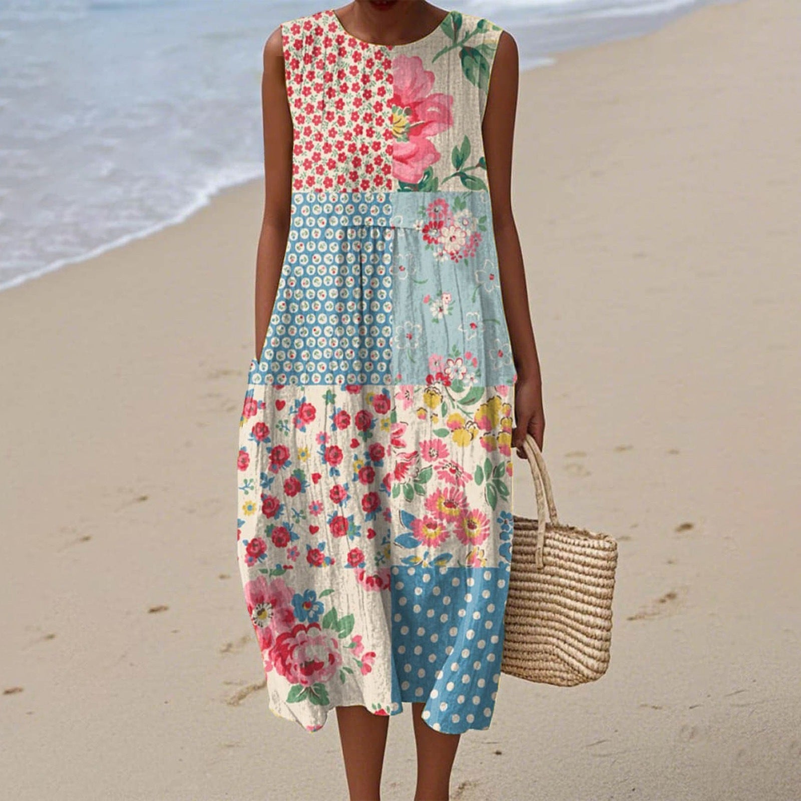 Women's Casual Floral Print Long-Sleeve Dress