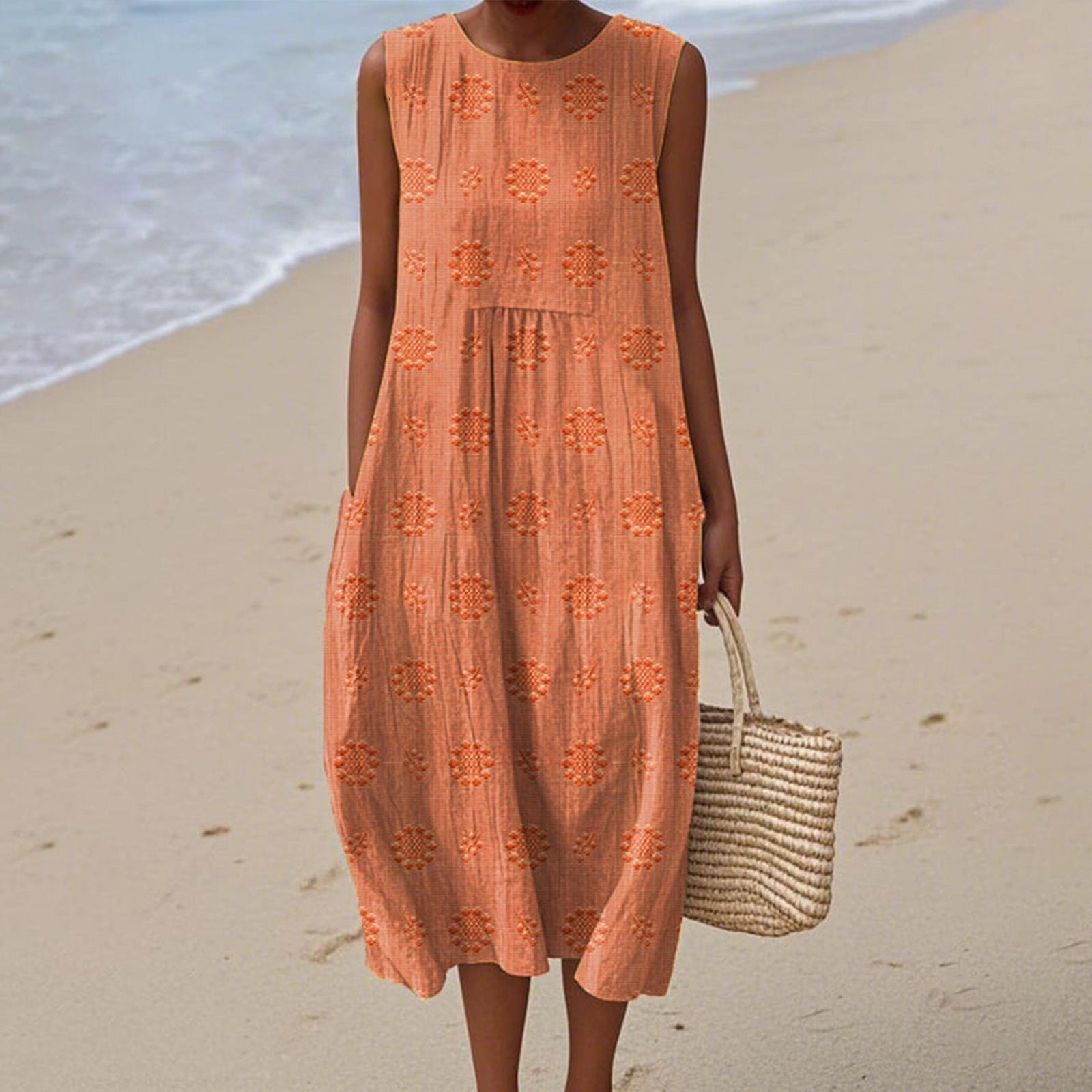 Women's Casual Floral Print Long-Sleeve Dress