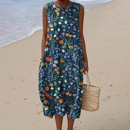 Women's Casual Floral Print Long-Sleeve Dress