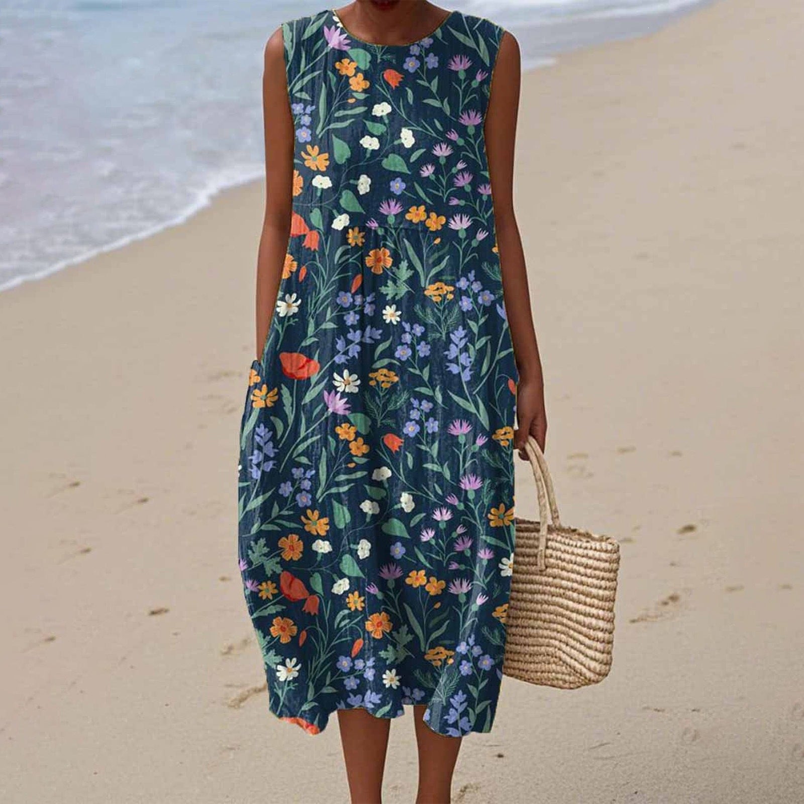 Women's Casual Floral Print Long-Sleeve Dress