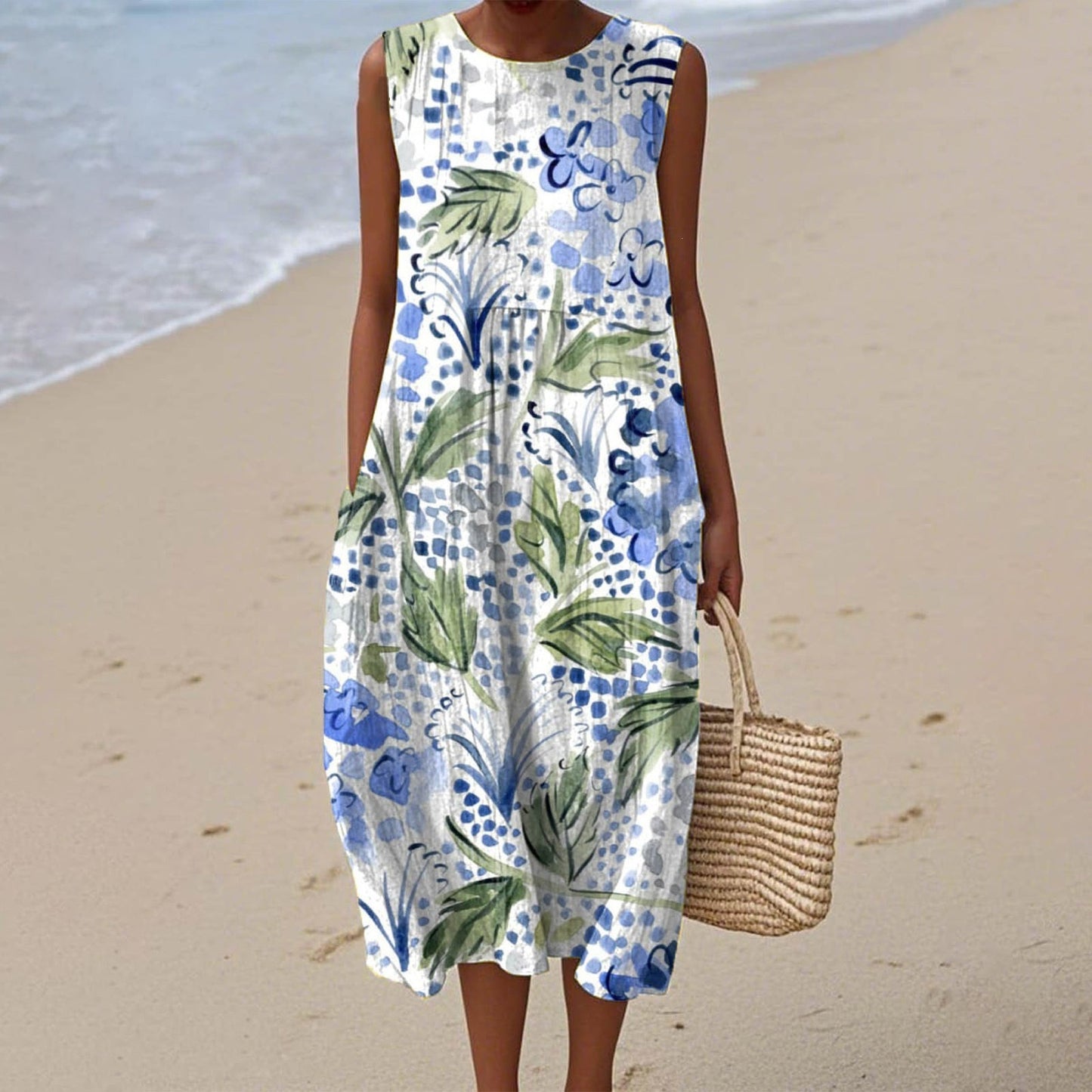 Women's Casual Floral Print Long-Sleeve Dress
