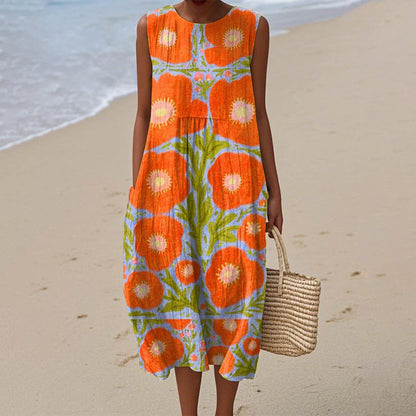 Women's Casual Floral Print Long-Sleeve Dress