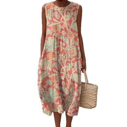 Women's Casual Floral Print Long-Sleeve Dress