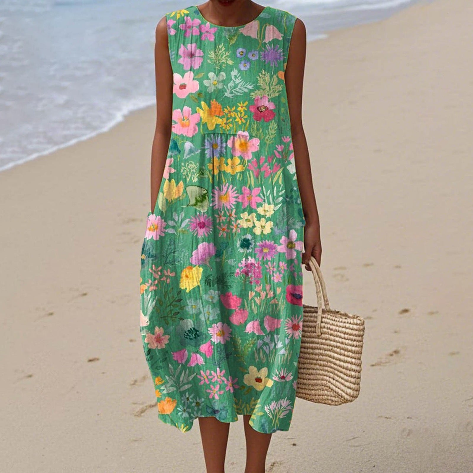 Women's Casual Floral Print Long-Sleeve Dress