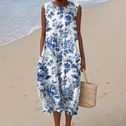 Women's Casual Floral Print Long-Sleeve Dress