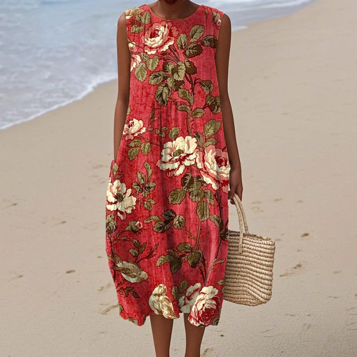Women's Casual Floral Print Long-Sleeve Dress