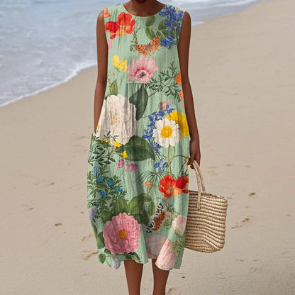 Women's Casual Floral Print Long-Sleeve Dress