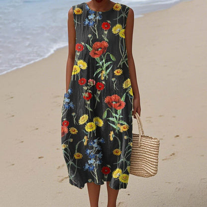 Women's Casual Floral Print Long-Sleeve Dress