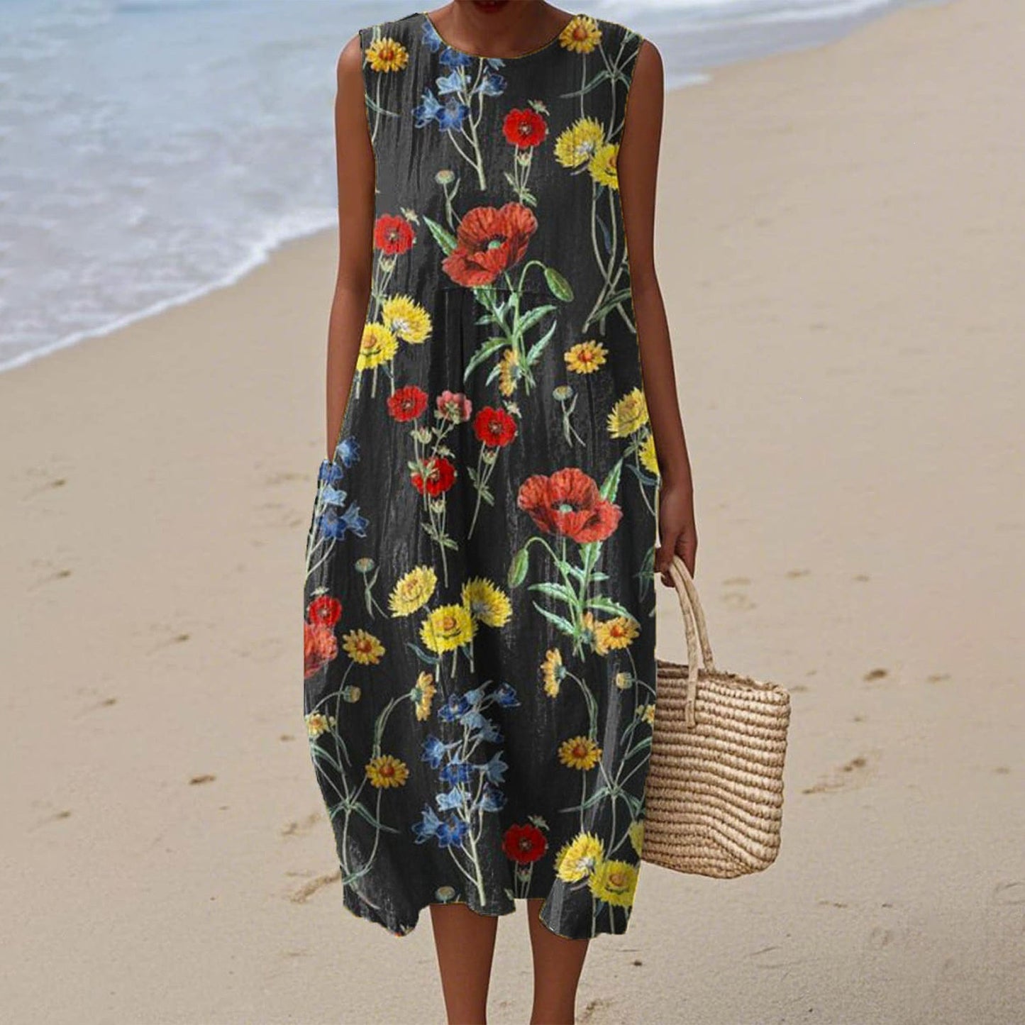 Women's Casual Floral Print Long-Sleeve Dress