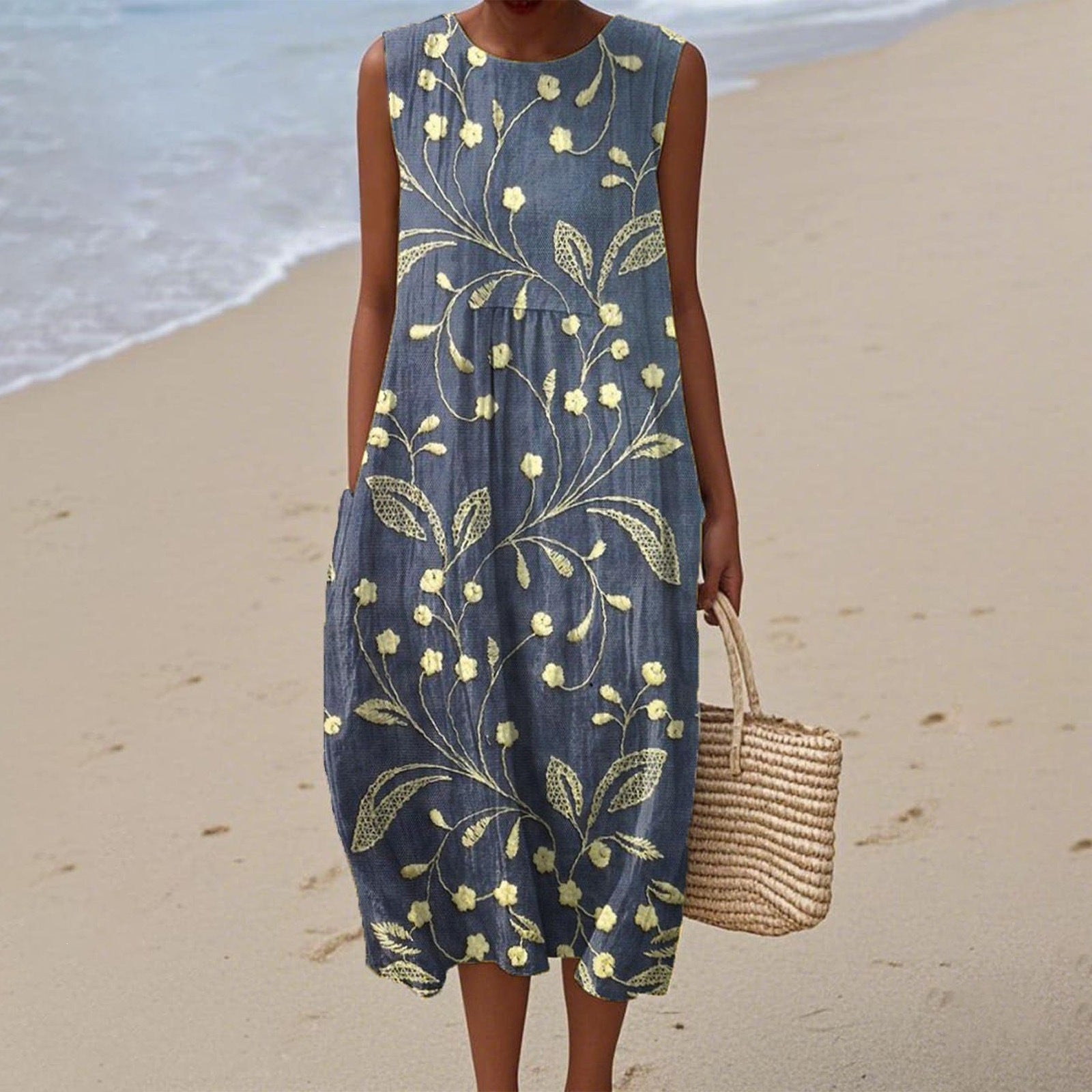 Women's Casual Floral Print Long-Sleeve Dress