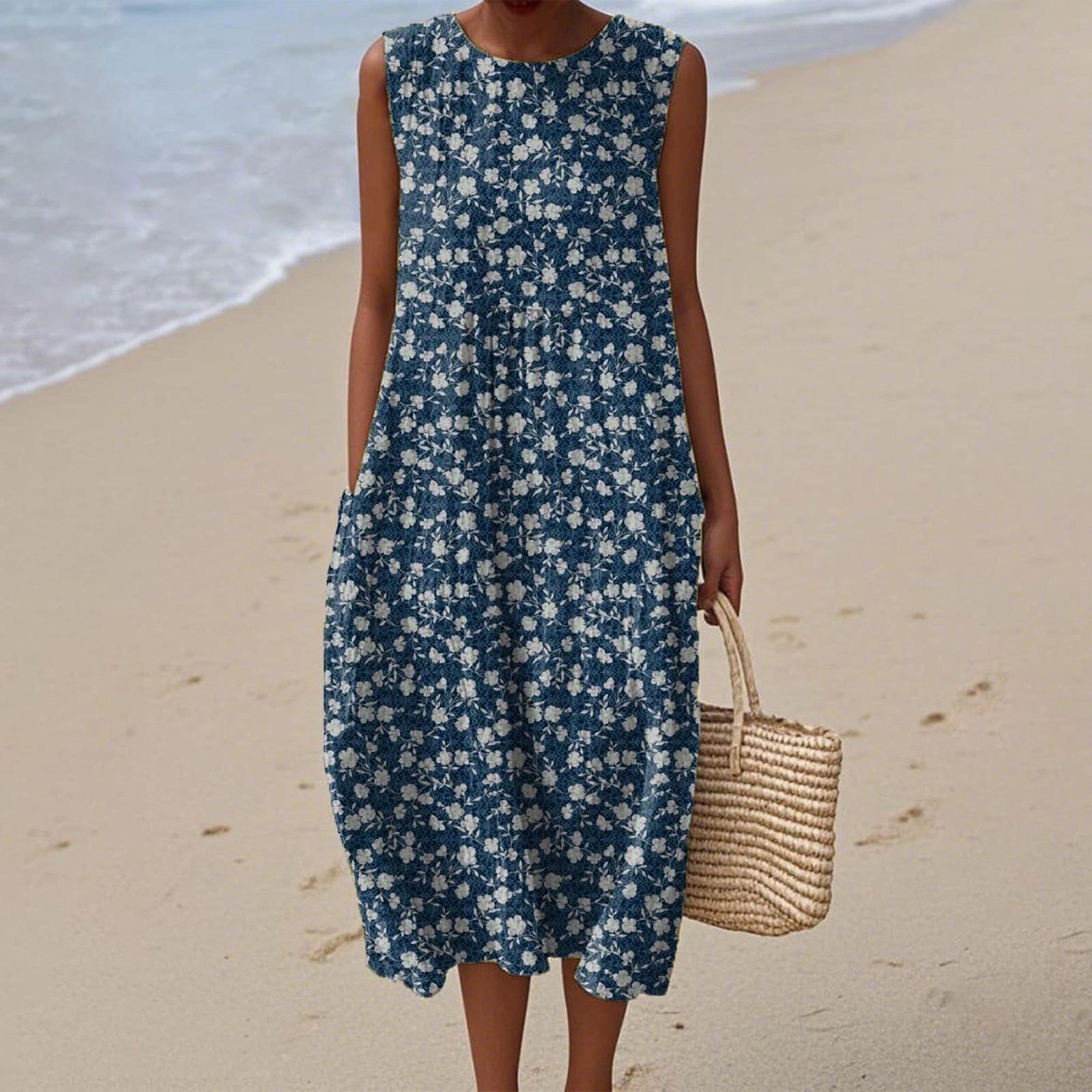Women's Casual Floral Print Long-Sleeve Dress