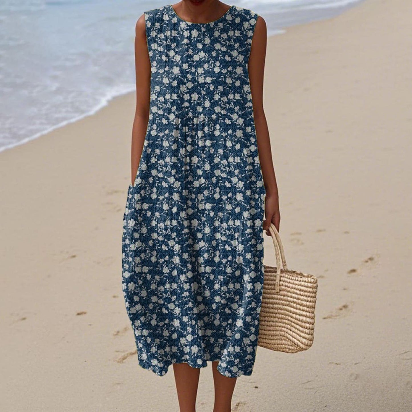 Women's Casual Floral Print Long-Sleeve Dress