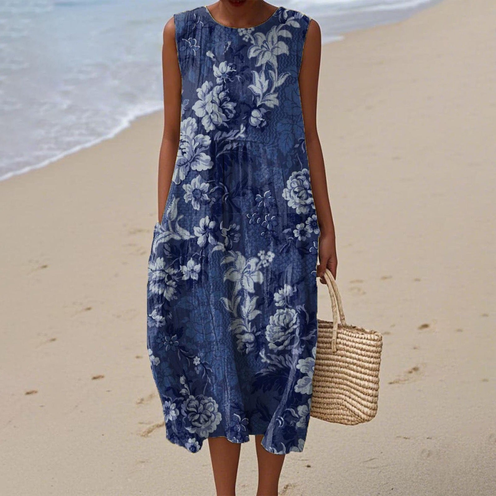 Women's Casual Floral Print Long-Sleeve Dress