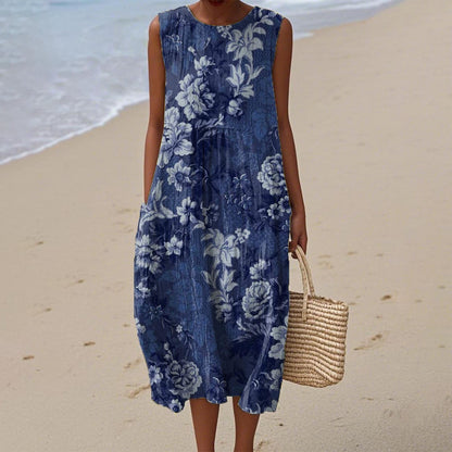 Women's Casual Floral Print Long-Sleeve Dress