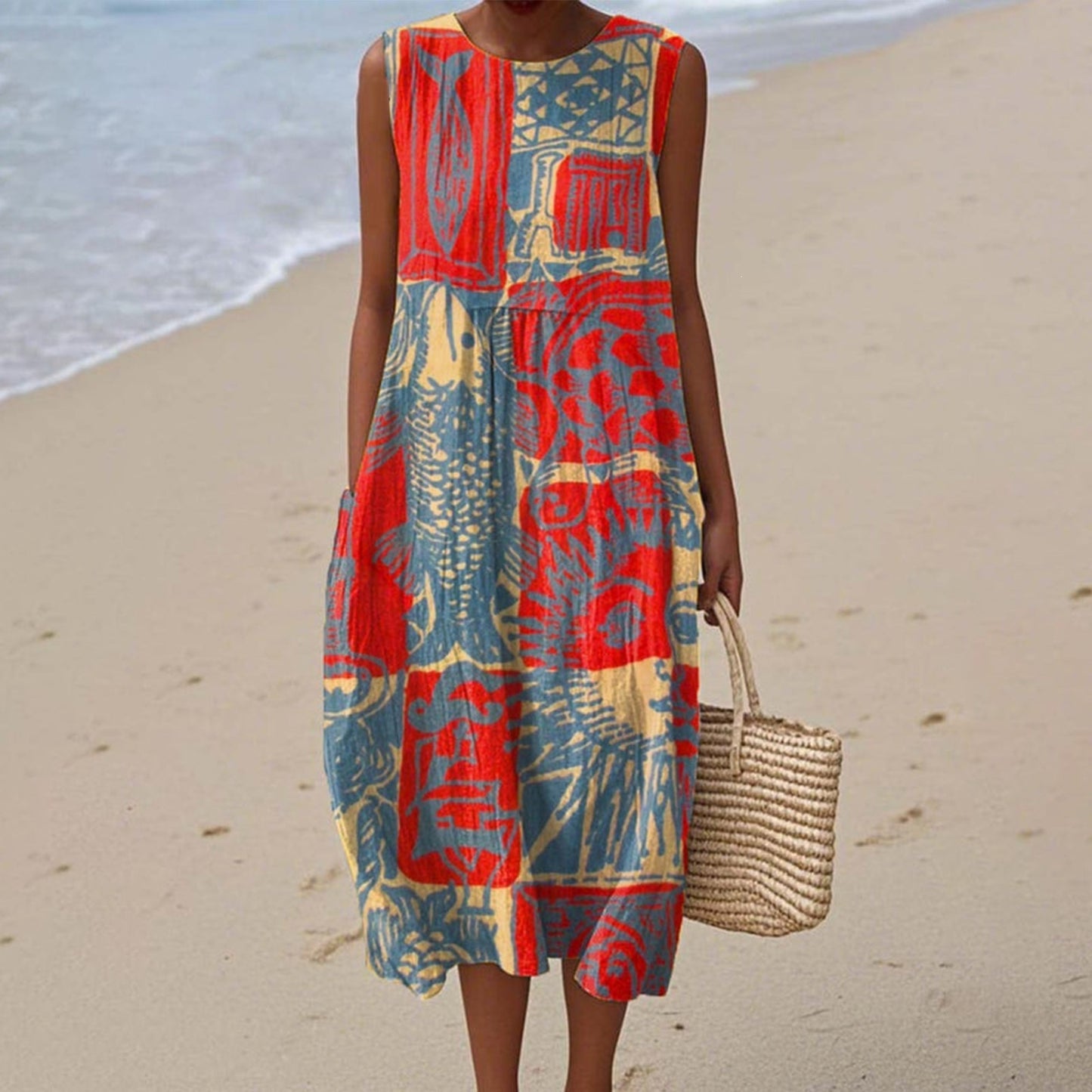 Women's Casual Floral Print Long-Sleeve Dress
