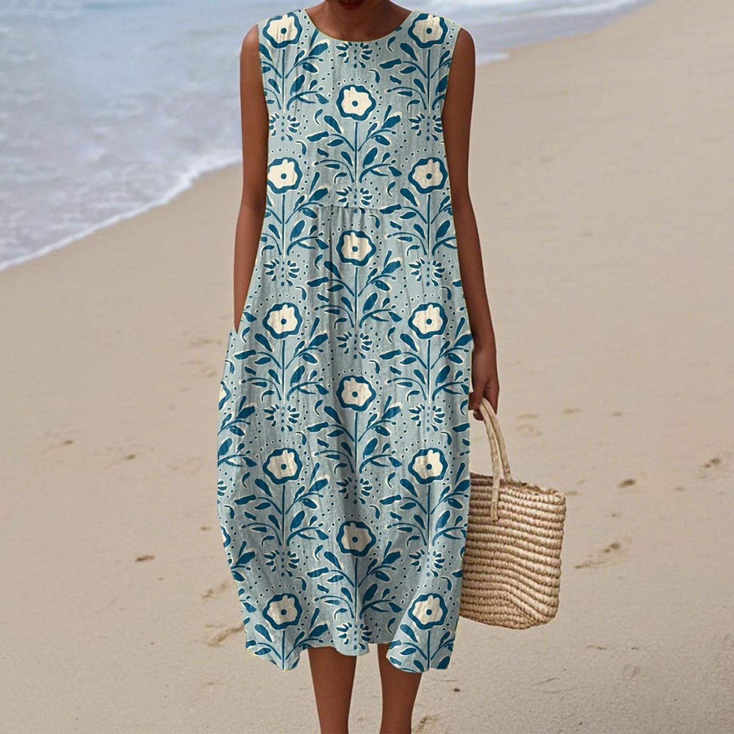 Women's Casual Floral Print Long-Sleeve Dress