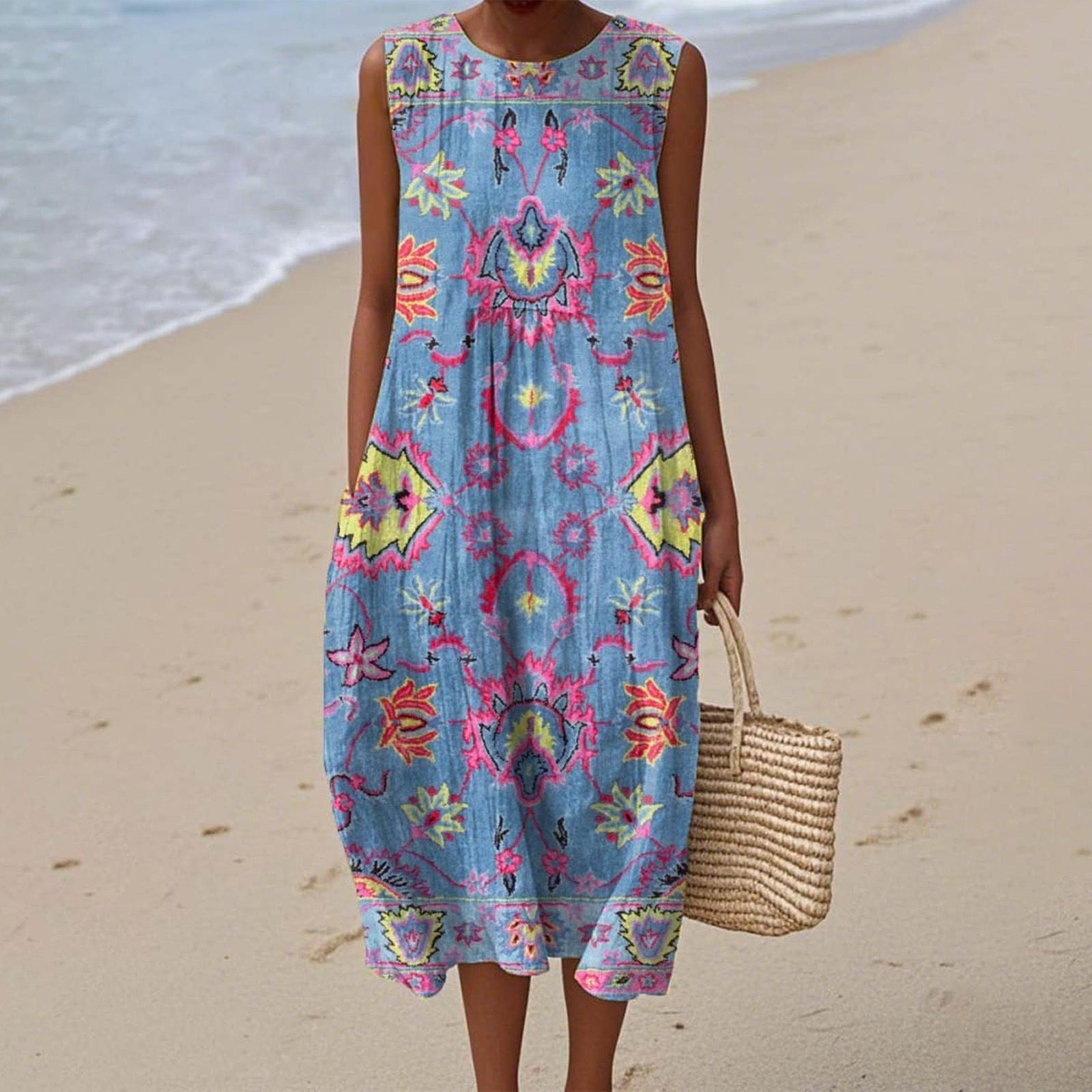 Women's Casual Floral Print Long-Sleeve Dress