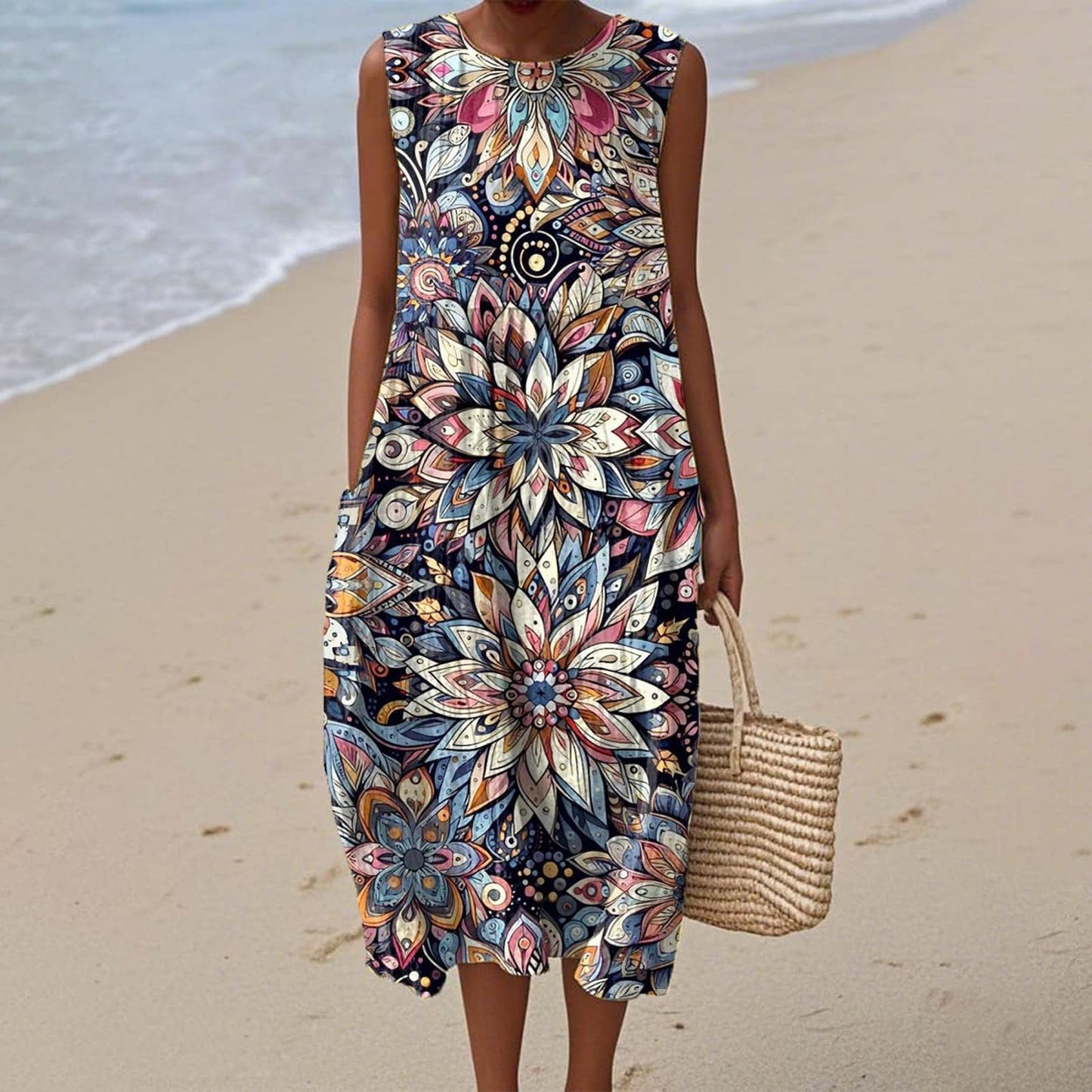 Women's Casual Floral Print Long-Sleeve Dress