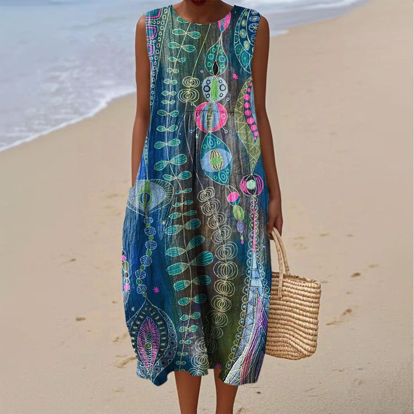 Women's Casual Floral Print Long-Sleeve Dress
