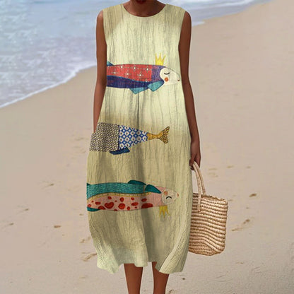 Women's Casual Floral Print Long-Sleeve Dress