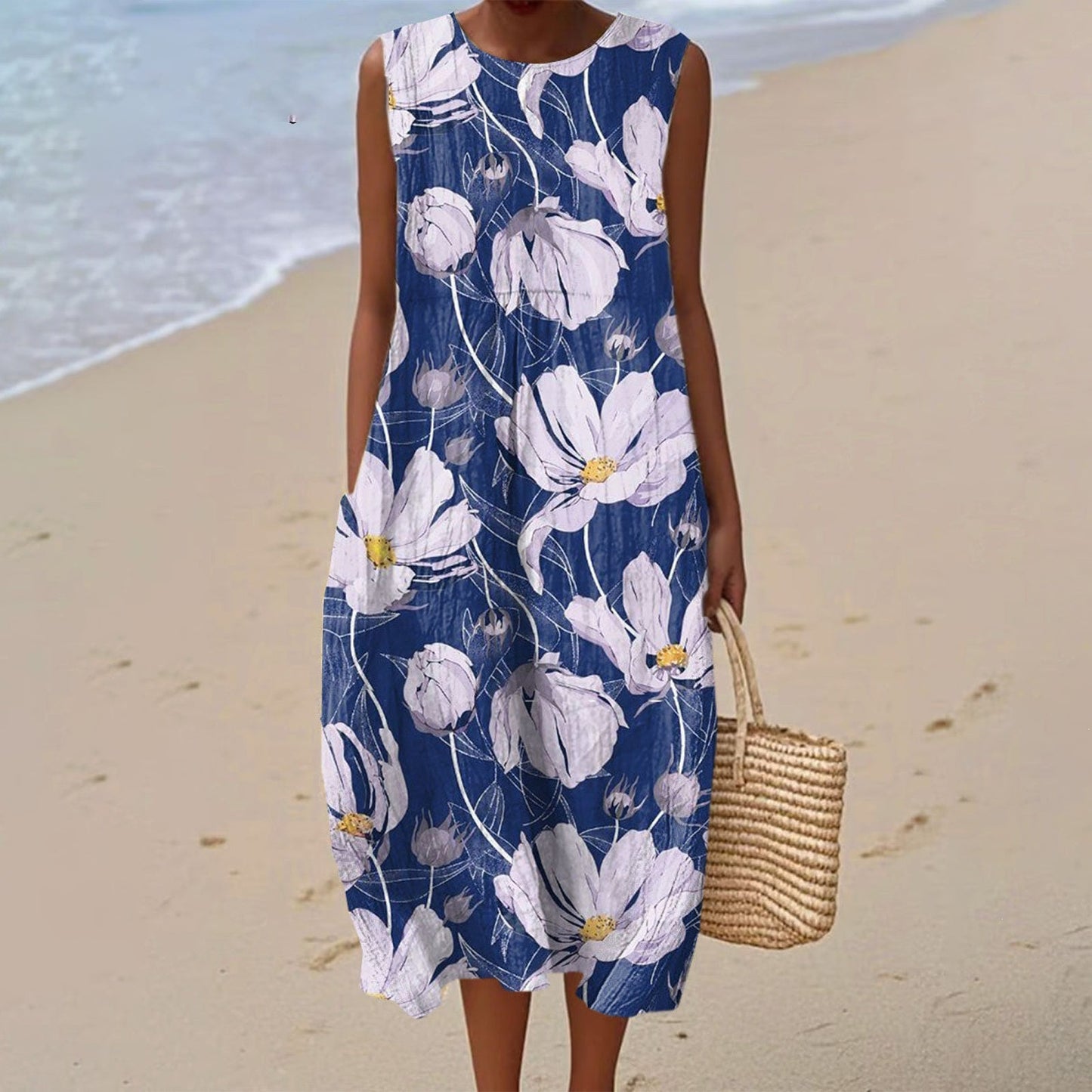 Women's Casual Floral Print Long-Sleeve Dress
