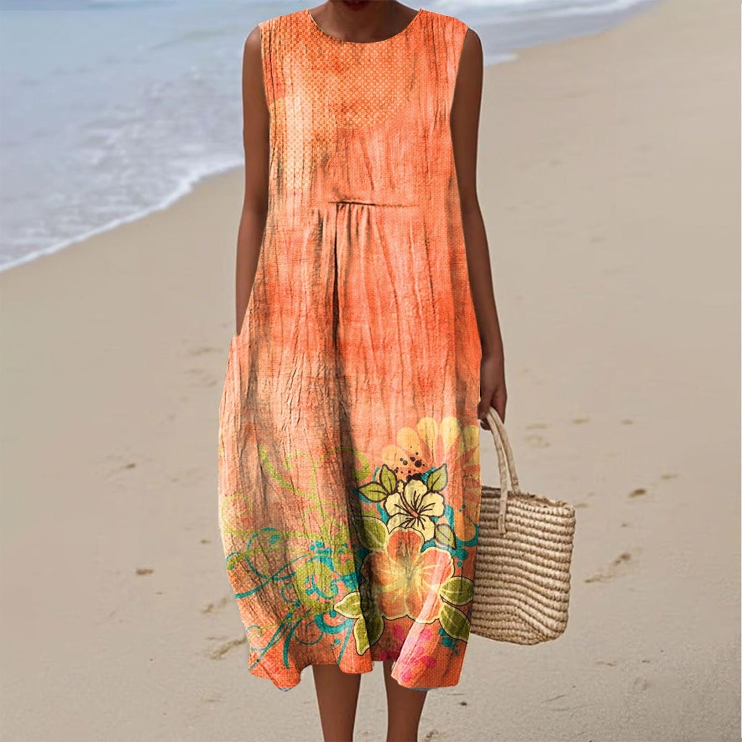Women's Casual Floral Print Long-Sleeve Dress