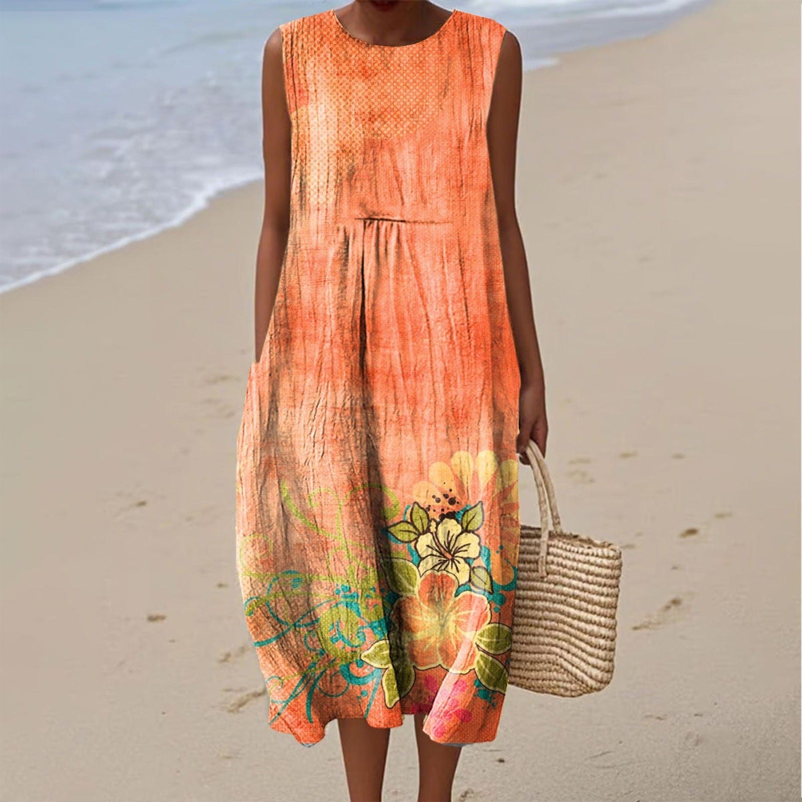 Women's Casual Floral Print Long-Sleeve Dress
