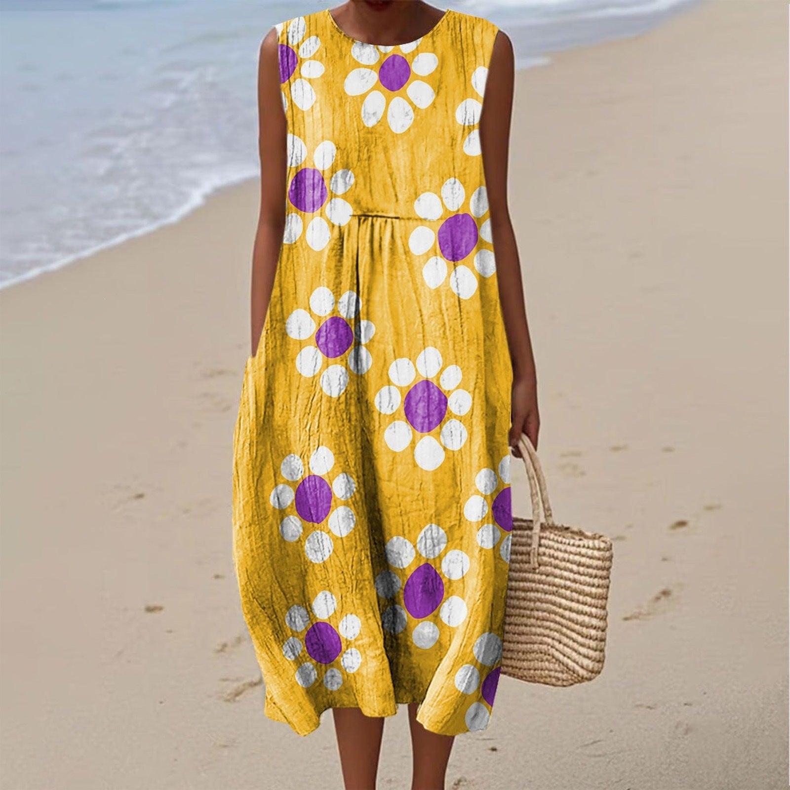 Women's Casual Floral Print Long-Sleeve Dress