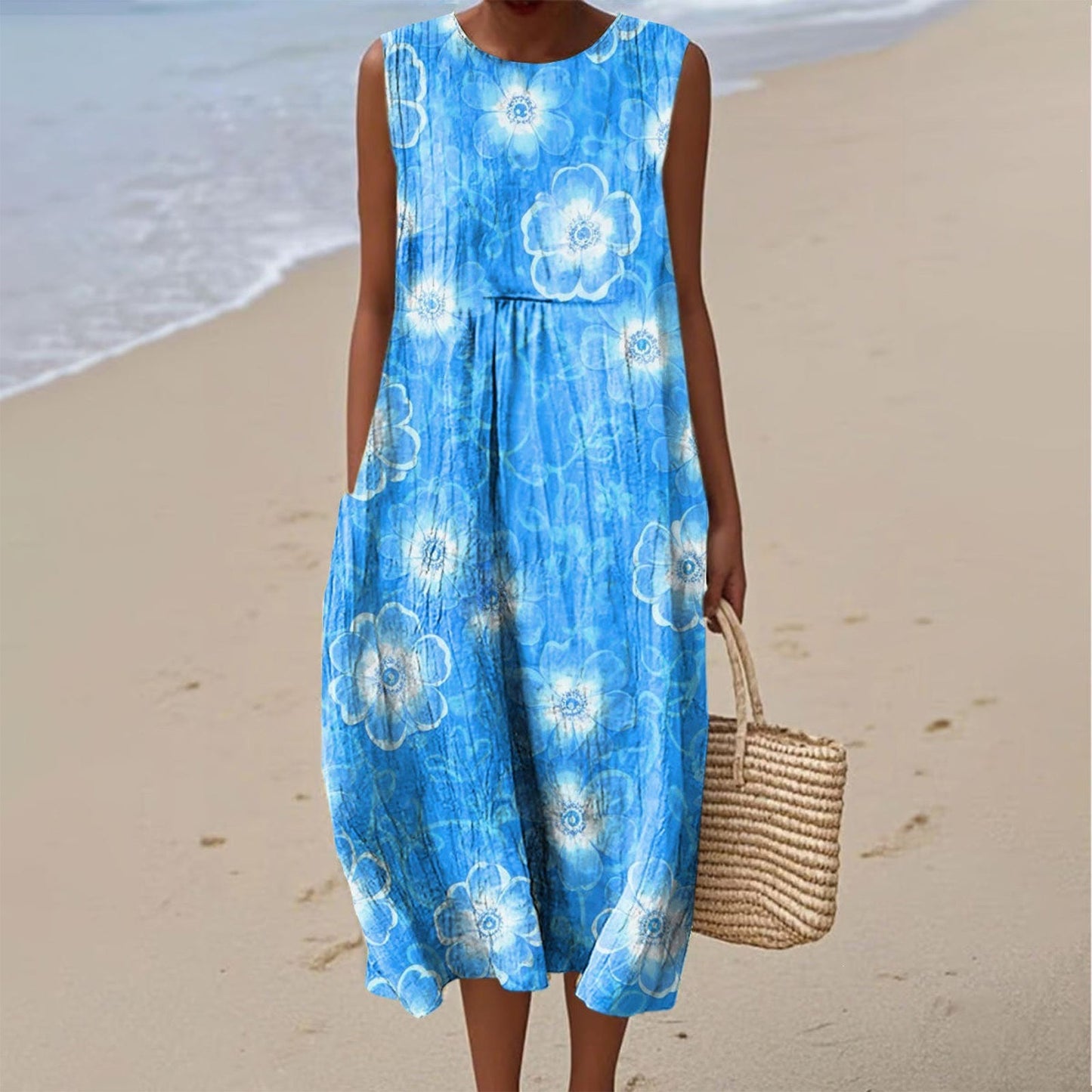 Women's Casual Floral Print Long-Sleeve Dress