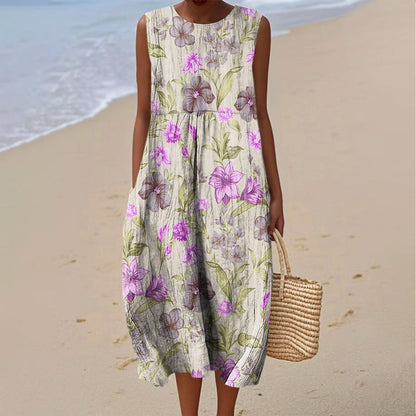 Women's Casual Floral Print Long-Sleeve Dress