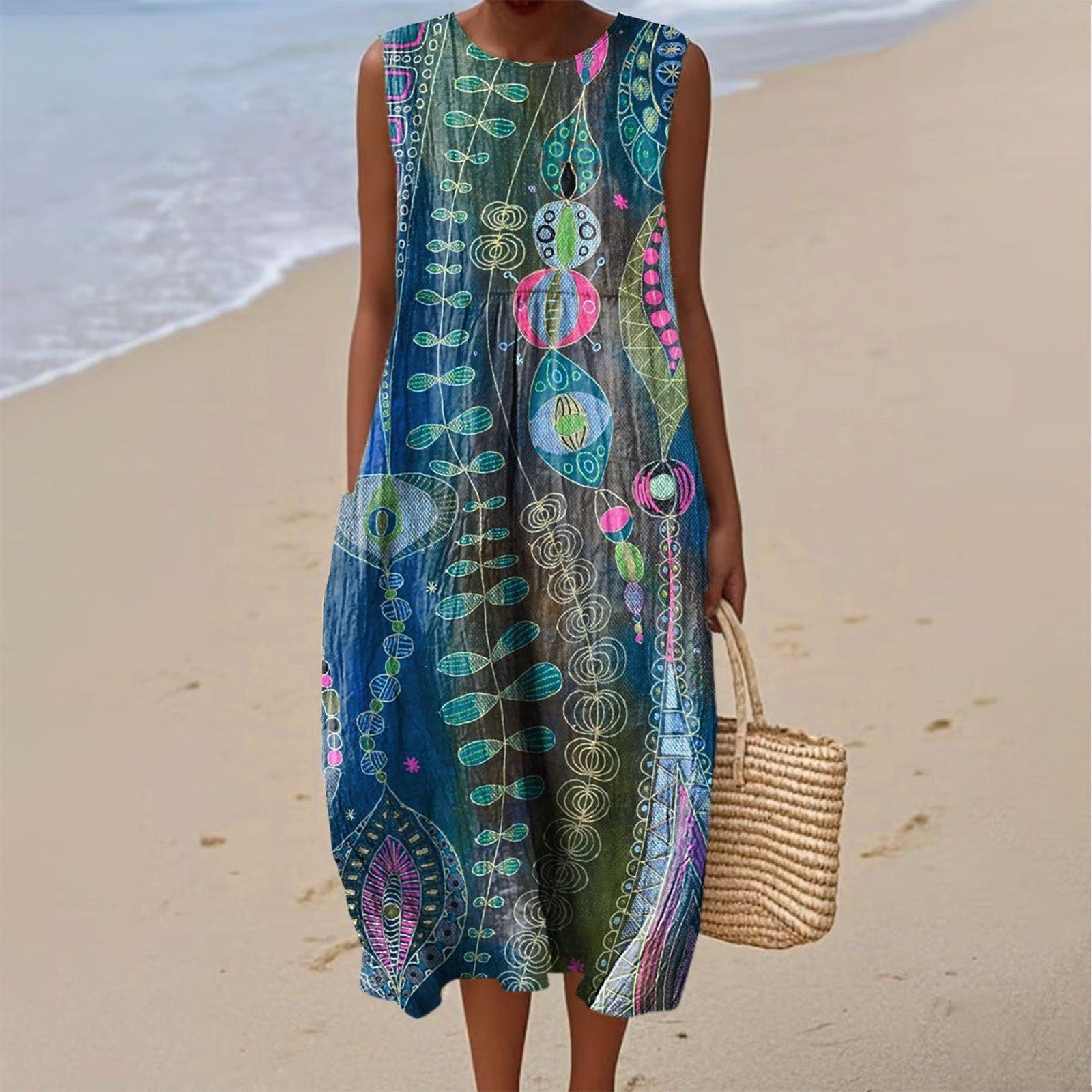 Women's Casual Floral Print Long-Sleeve Dress