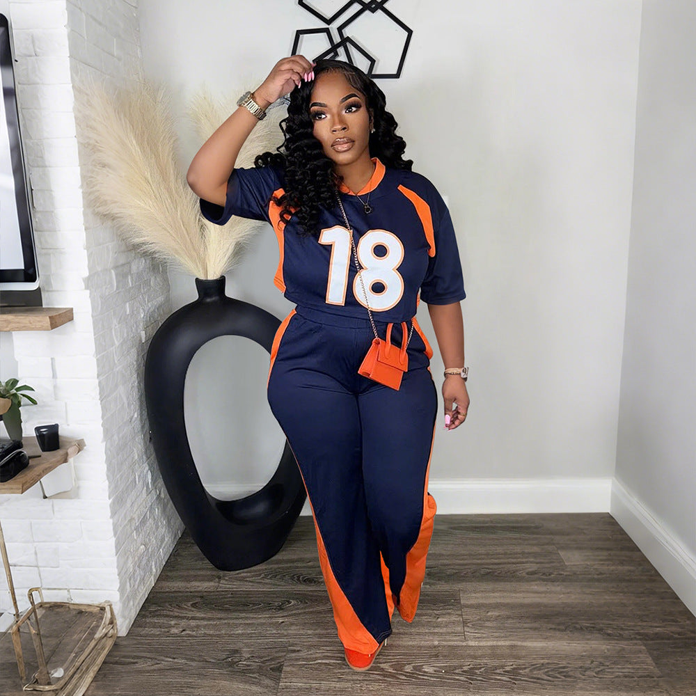 Women's Casual Half-Sleeved Top and Slim Pants Set