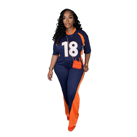 Women's Casual Half-Sleeved Top and Slim Pants Set