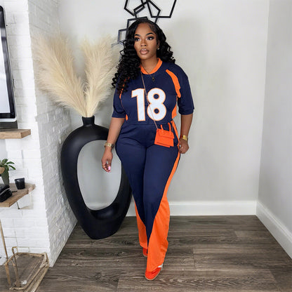 Women's Casual Half-Sleeved Top and Slim Pants Set