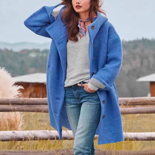Women's Casual Hooded Lapel Windbreaker